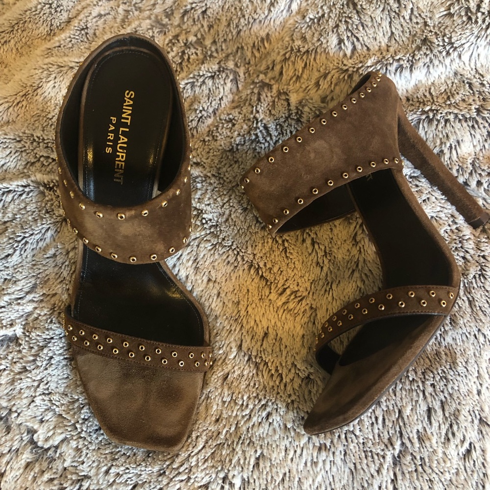 (SOLD) Saint Laurent Mica Stud Mule Shoes